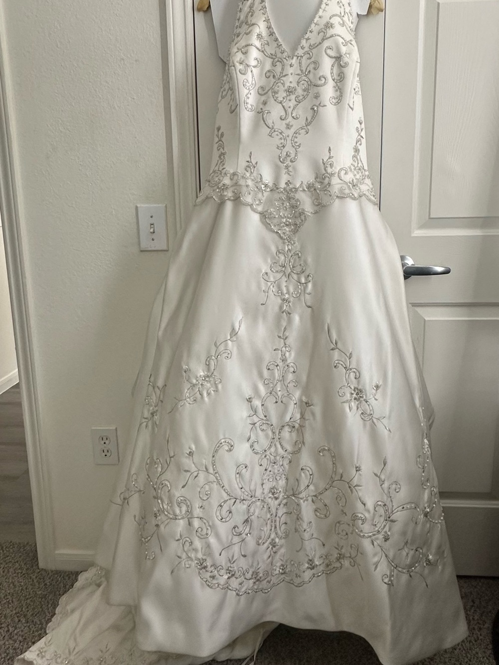 Ivory Embellished V-Neck Wedding Gown